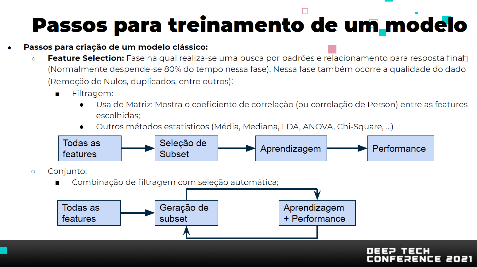 Passos para treinamento de um modelo de aprendizagem de Machine Learning