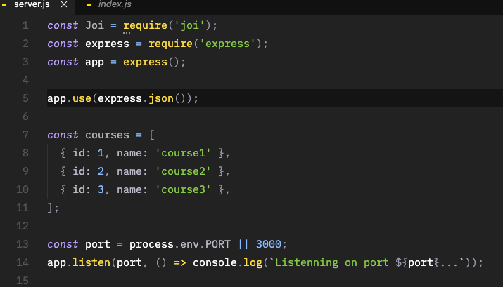 Criando um arquivo server.js ara API REST com Node