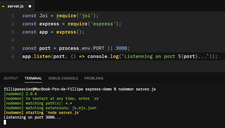 Subindo servidor para API REST com Node