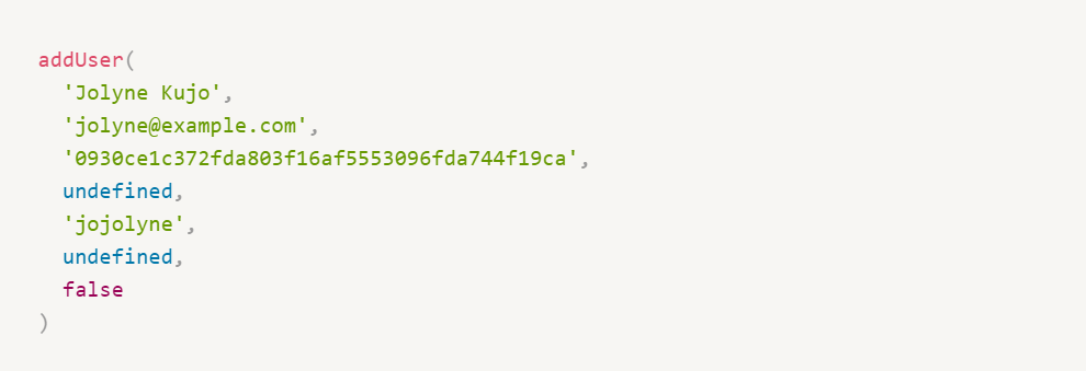 Funções legíveis em javascript - add user