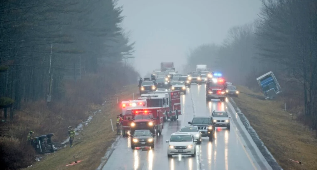 Highway accident during rain