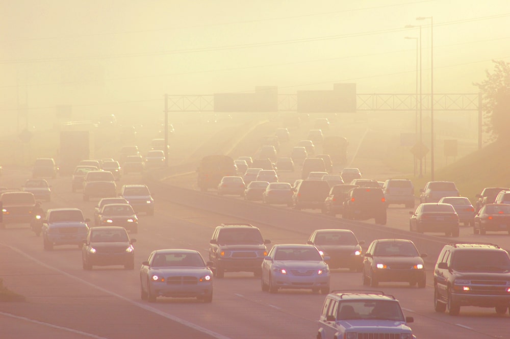 Smog obscuring Traffic