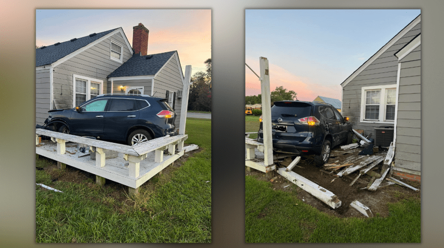 Car crashed at house, destroyed backyard