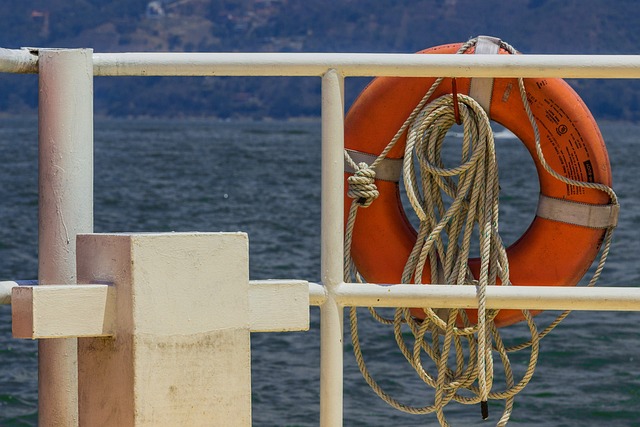 orange round float used by rescue workers in the ocen