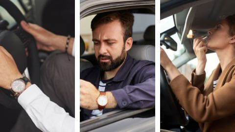 Tipos habituales de distracciones al volante, visuales, manuales, cognitivas