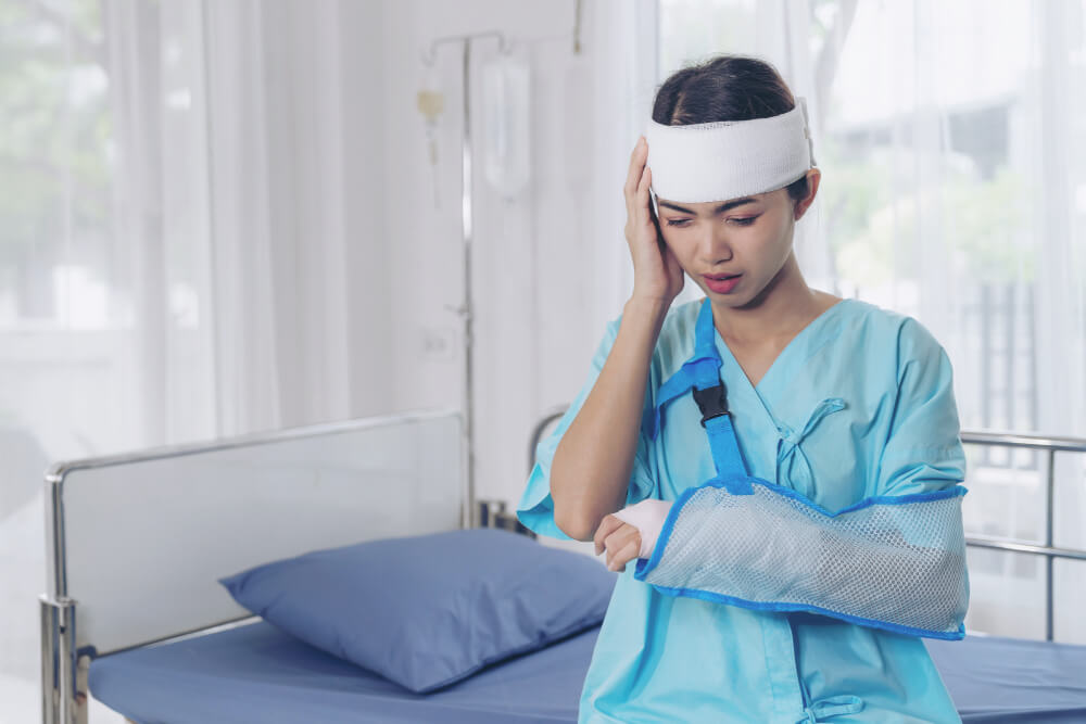 elevator accident patients injury headache woman