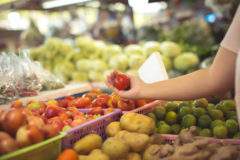 woman shopping vegetables fruits