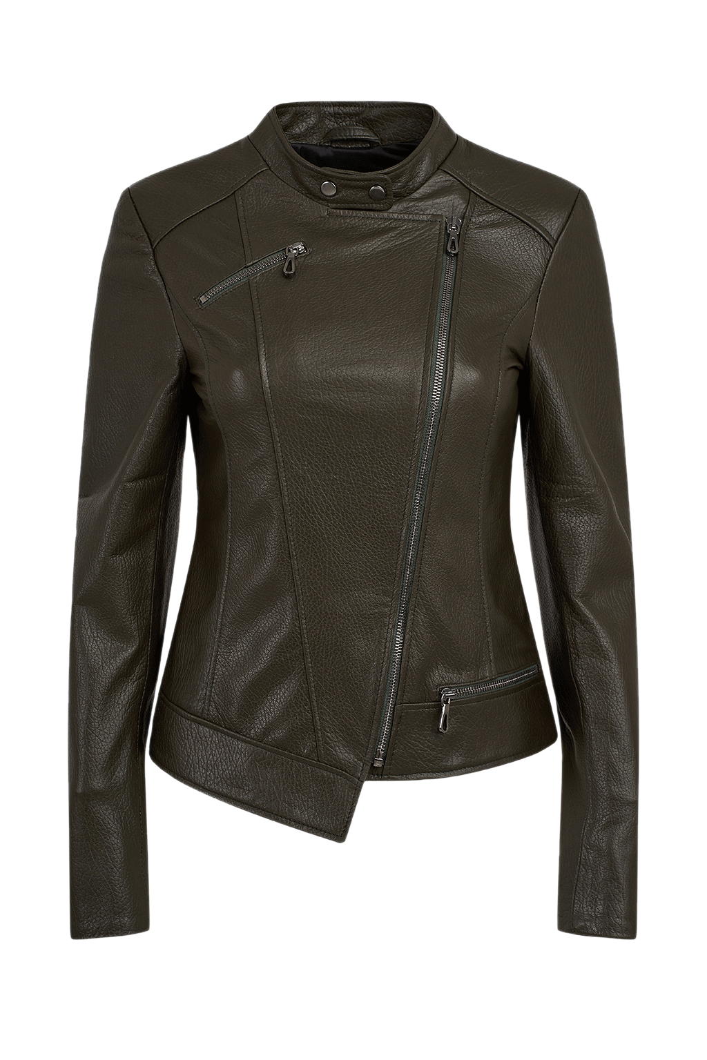 olive leather jacket womens