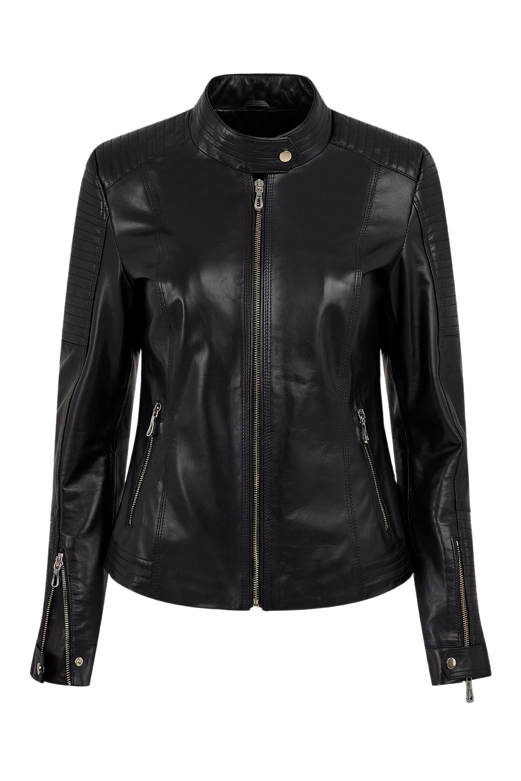 Women's Quilted Leather Jacket Black Ultimo Fashions