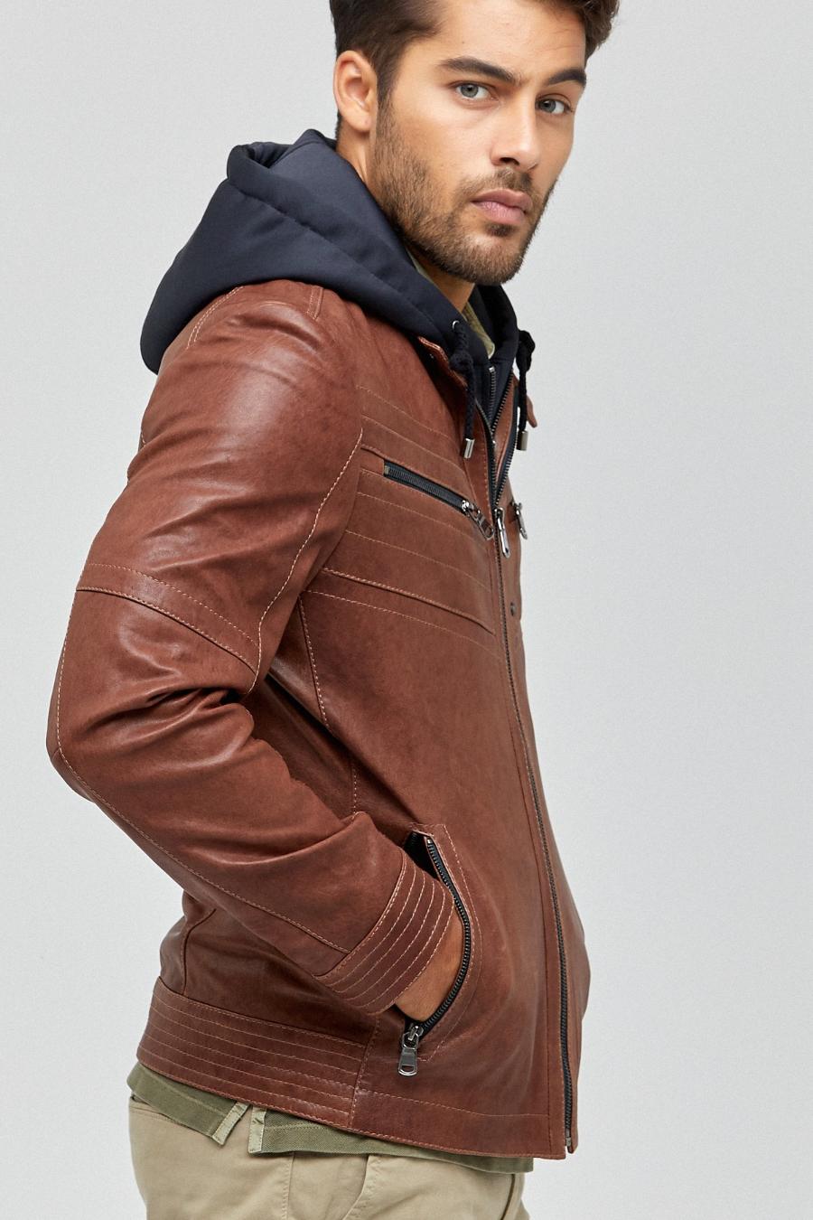 Detroit Hooded Leather Jacket for Men 