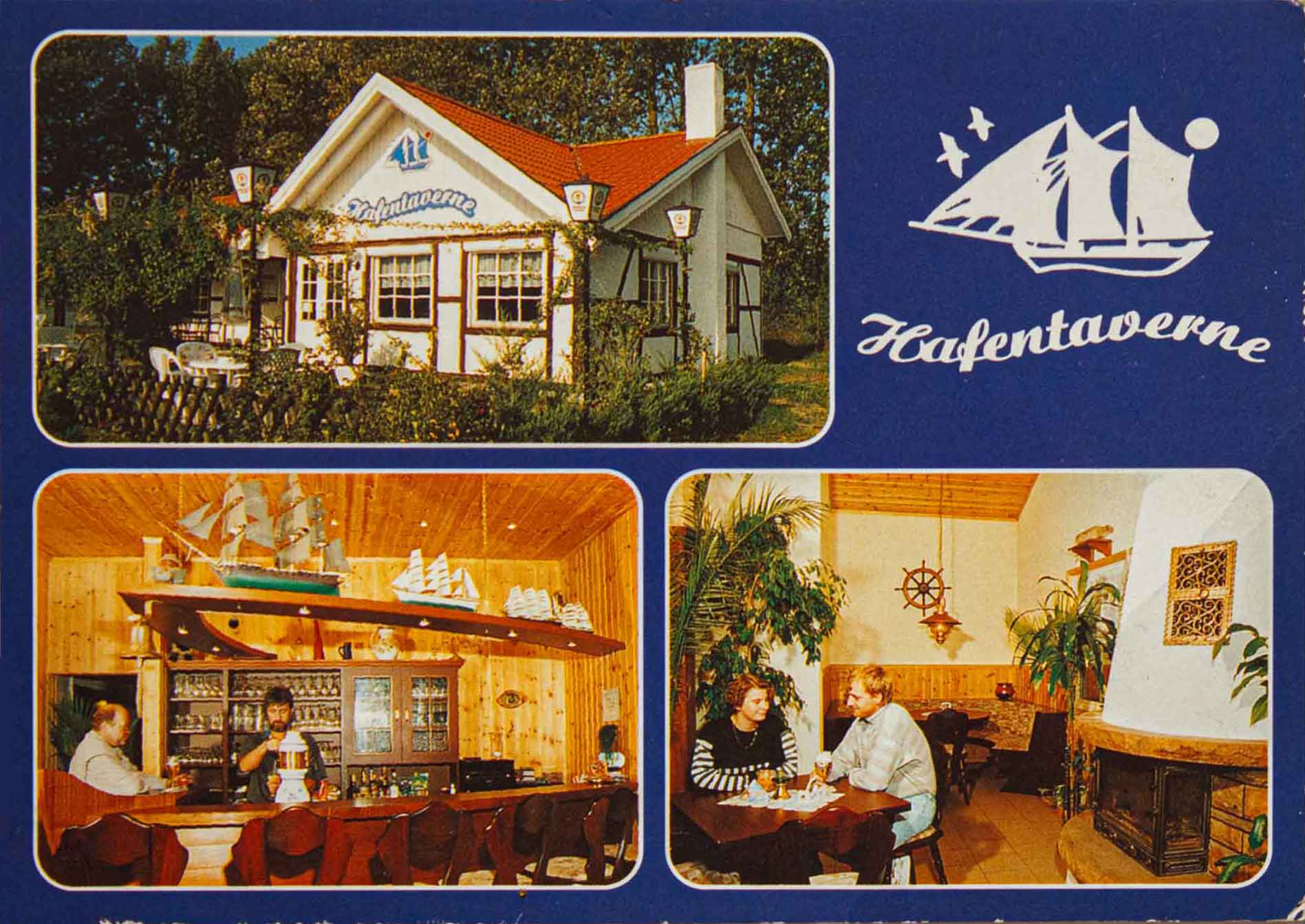 Alte Postkarte der Hafentaverne