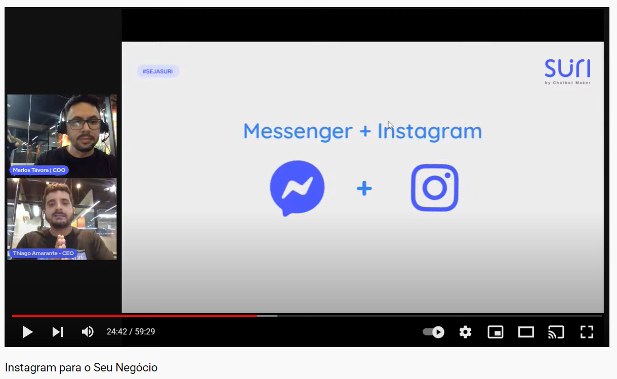 Print do Webinar ao vivo - Junção do Messenger ao Instagram