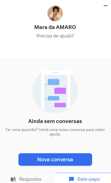 Imagem do chat online da Loja Amaro