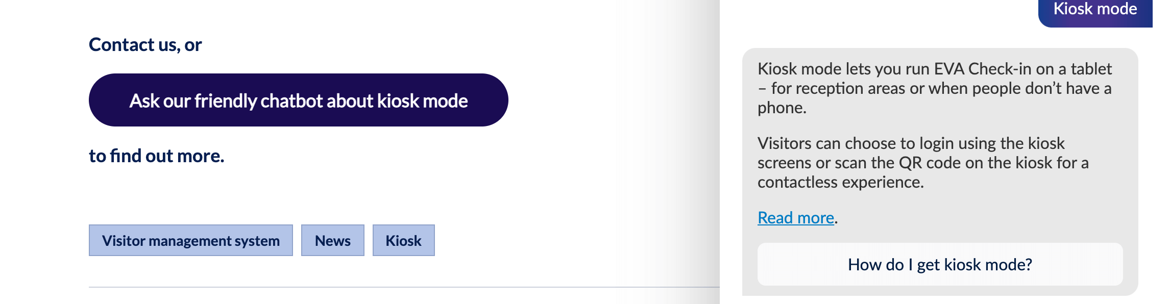 Chatbot kiosk mode