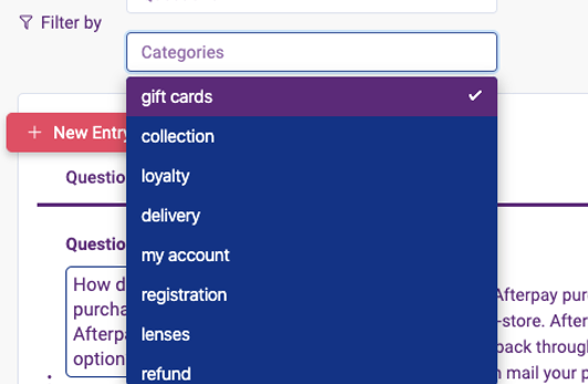 Select categories