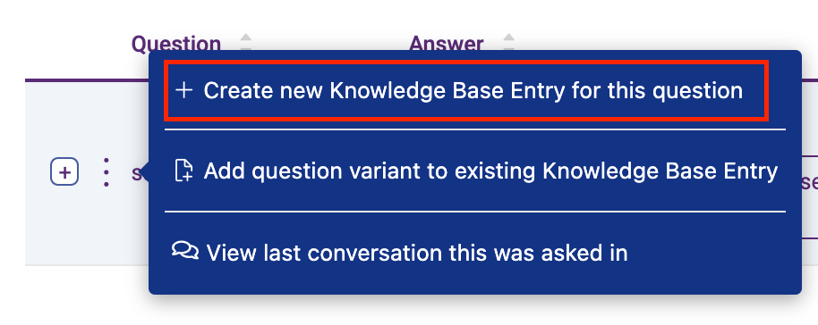create new knowledge base entry - screenshot