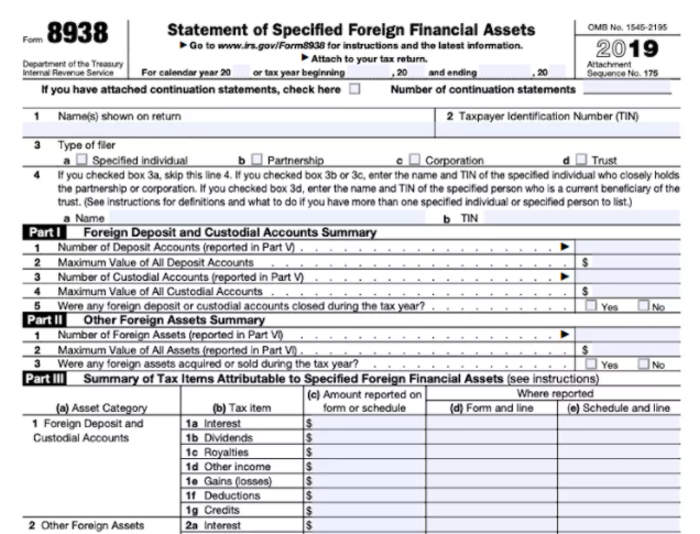 Form 8938 2019