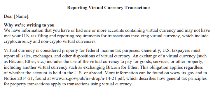 Crypto Investors IRS