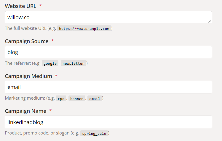 Google URL builder
