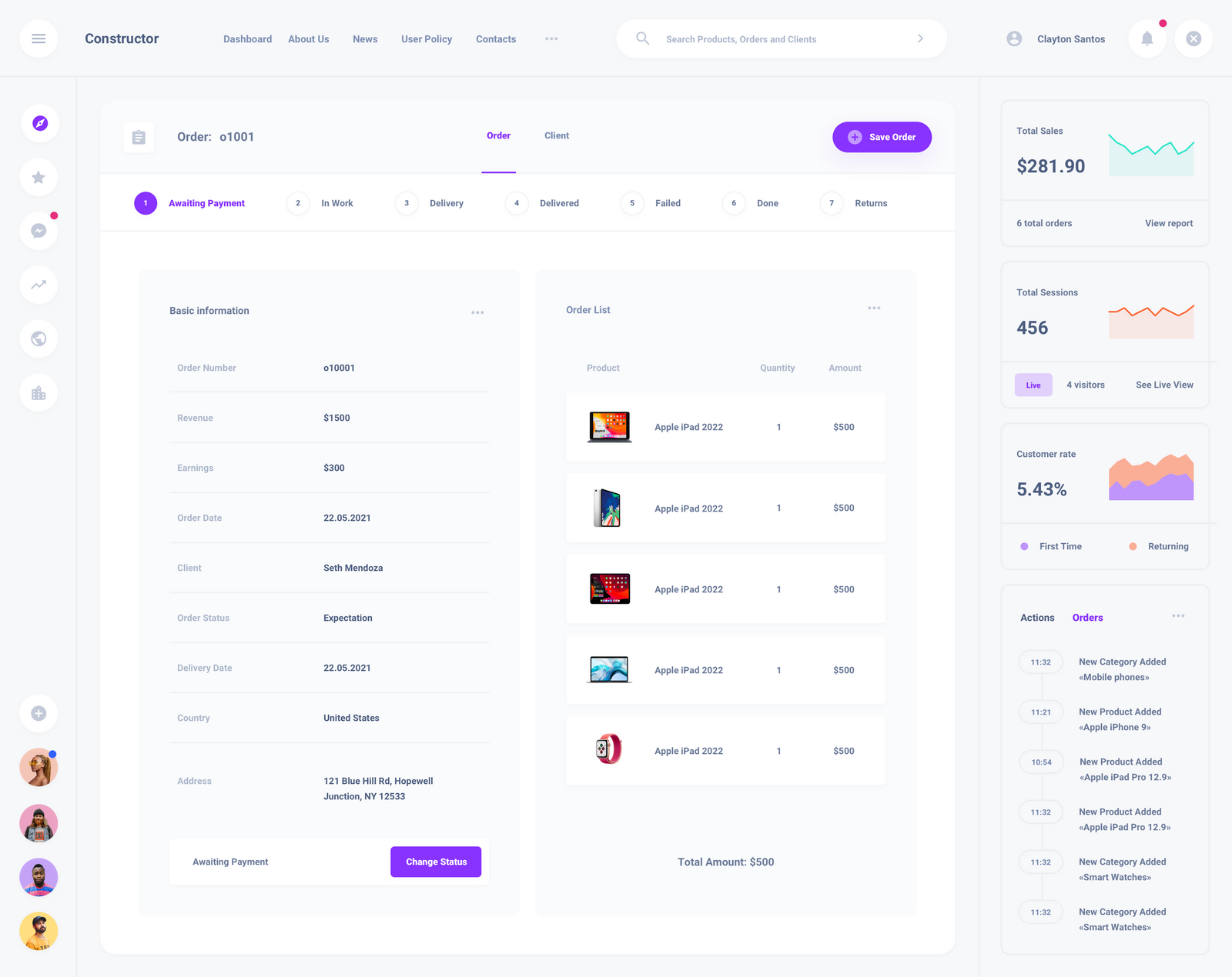 Commerce Admin Dashboard