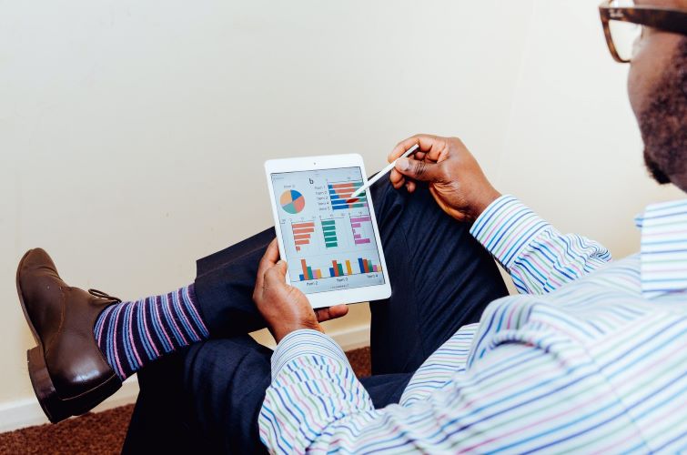 Man working with his tablet