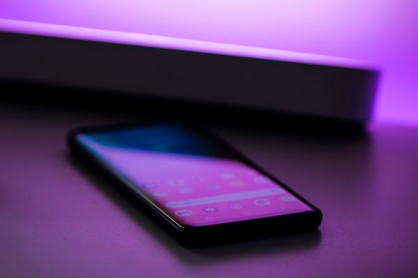 Mobile phone on table