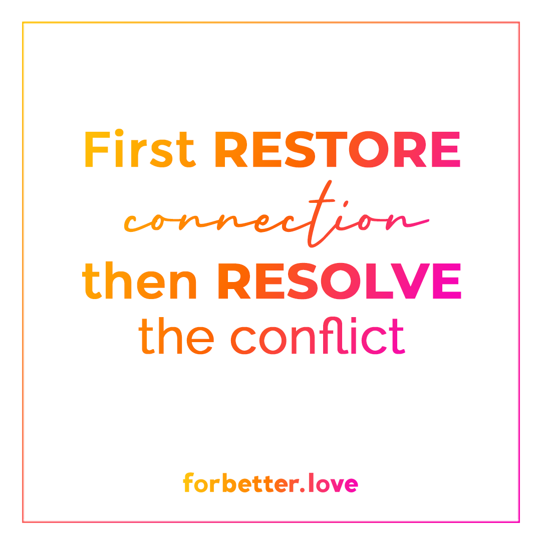 QMB FBL For Better Love First Restore connection then resolve the conflict Ownership Compassion Creativity equals End of Argument log