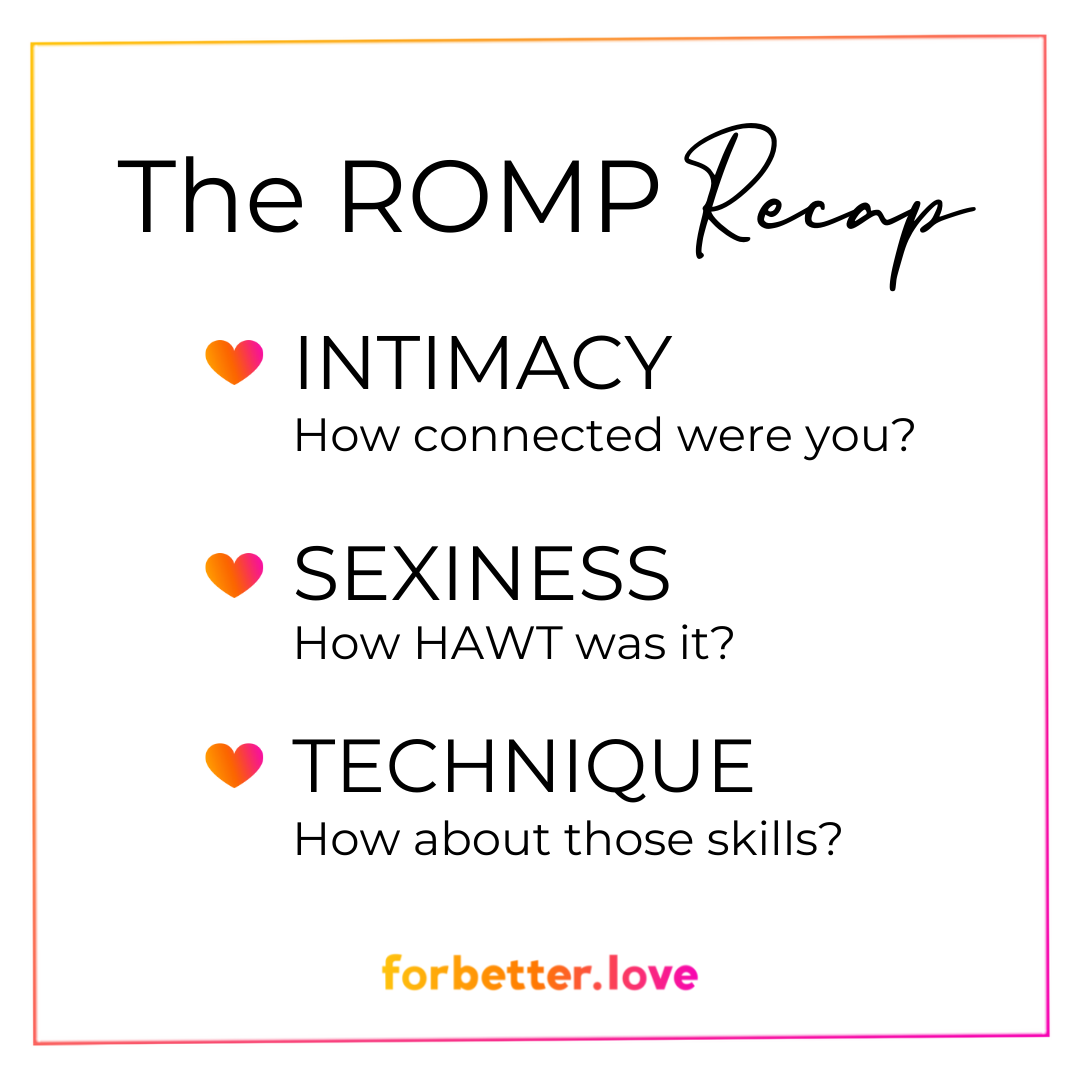 The Romp Recap: Intimacy, Sexiness, Technique