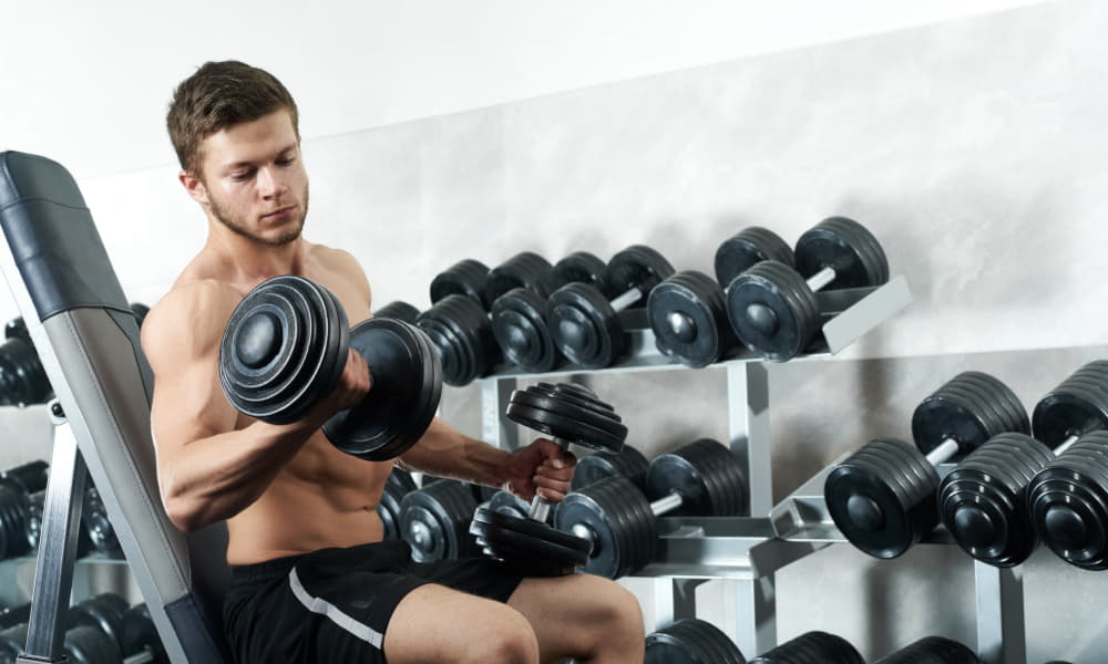 The banded standing biceps curl