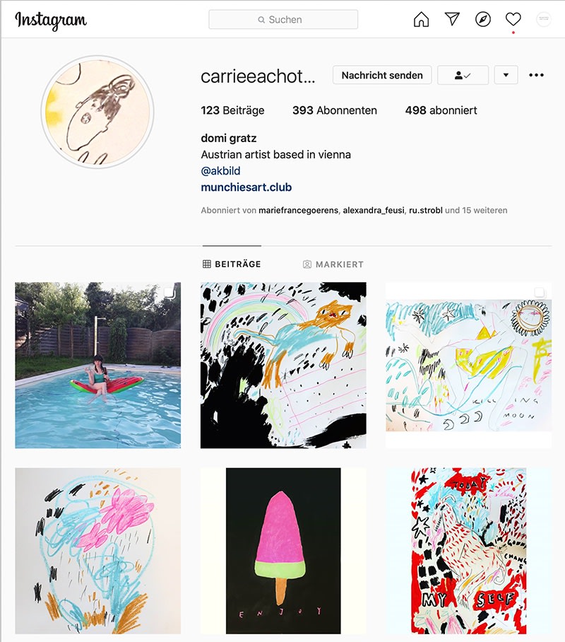 domi gratz on instagram, social media, image of her account