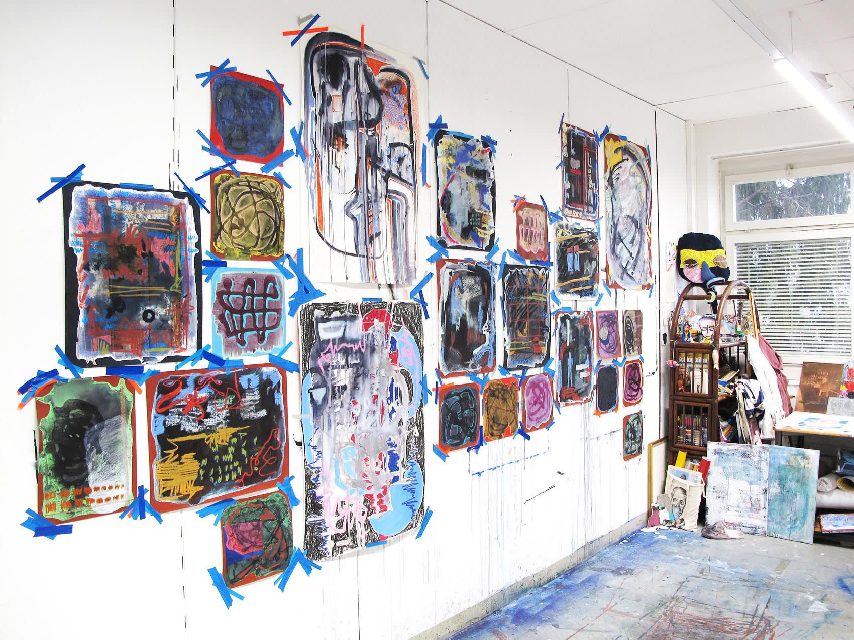 wall with a lot of artworks, academy of fine arts vienna