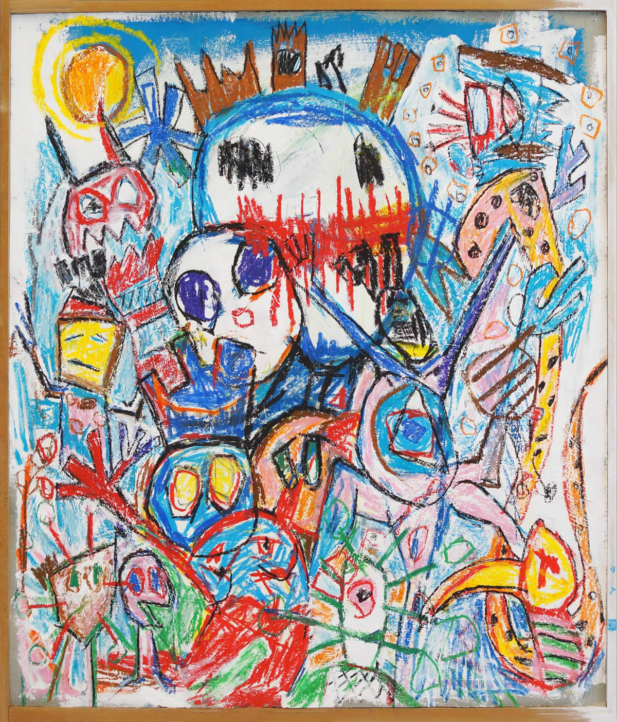 ernst koslitsch artwork show a very colorful childlike painting of various creatures and monsters