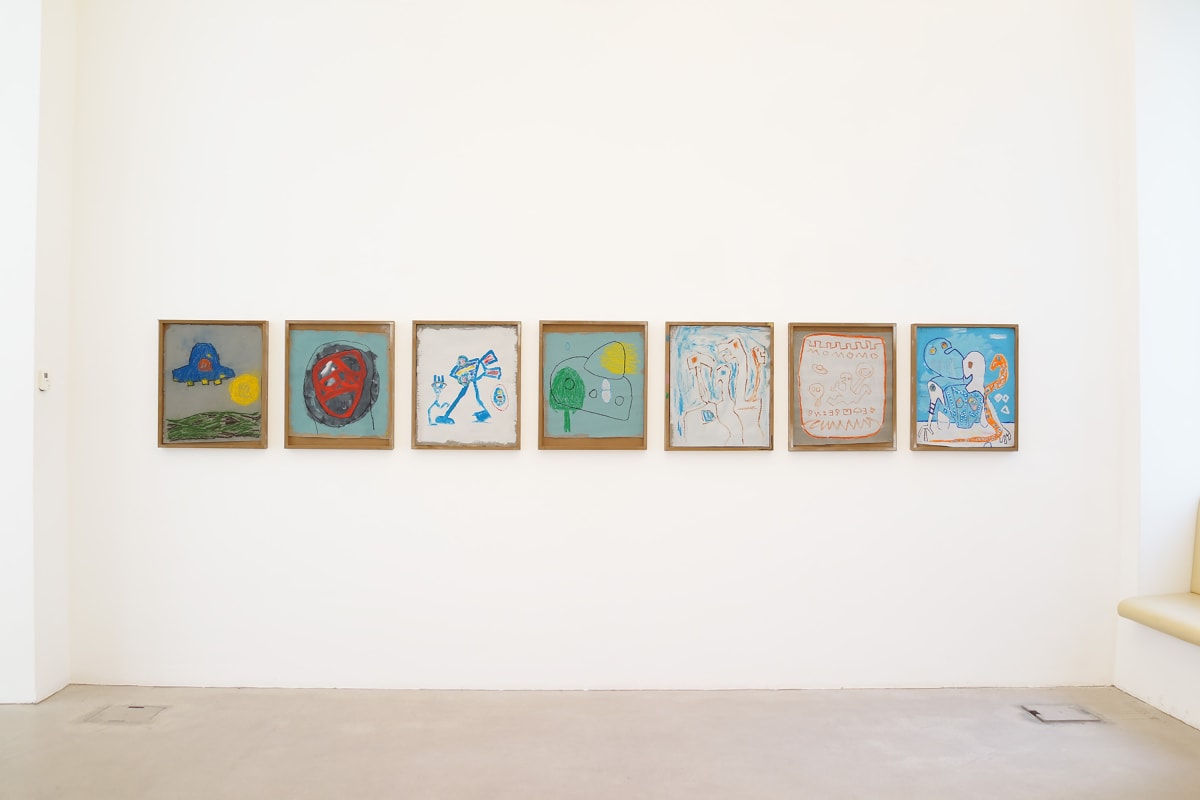 ernst koslitsch exhibition raum mit licht shows 7 framed artworks hanging on the wall