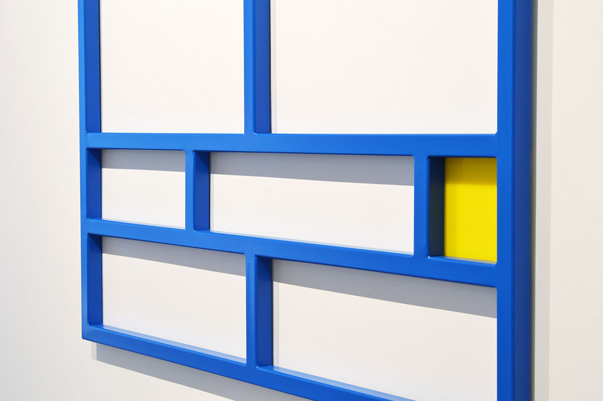 Emanuel Ehgartner, wall, sculpture, blue, yellow, metal, minimal art, vienna, 2021