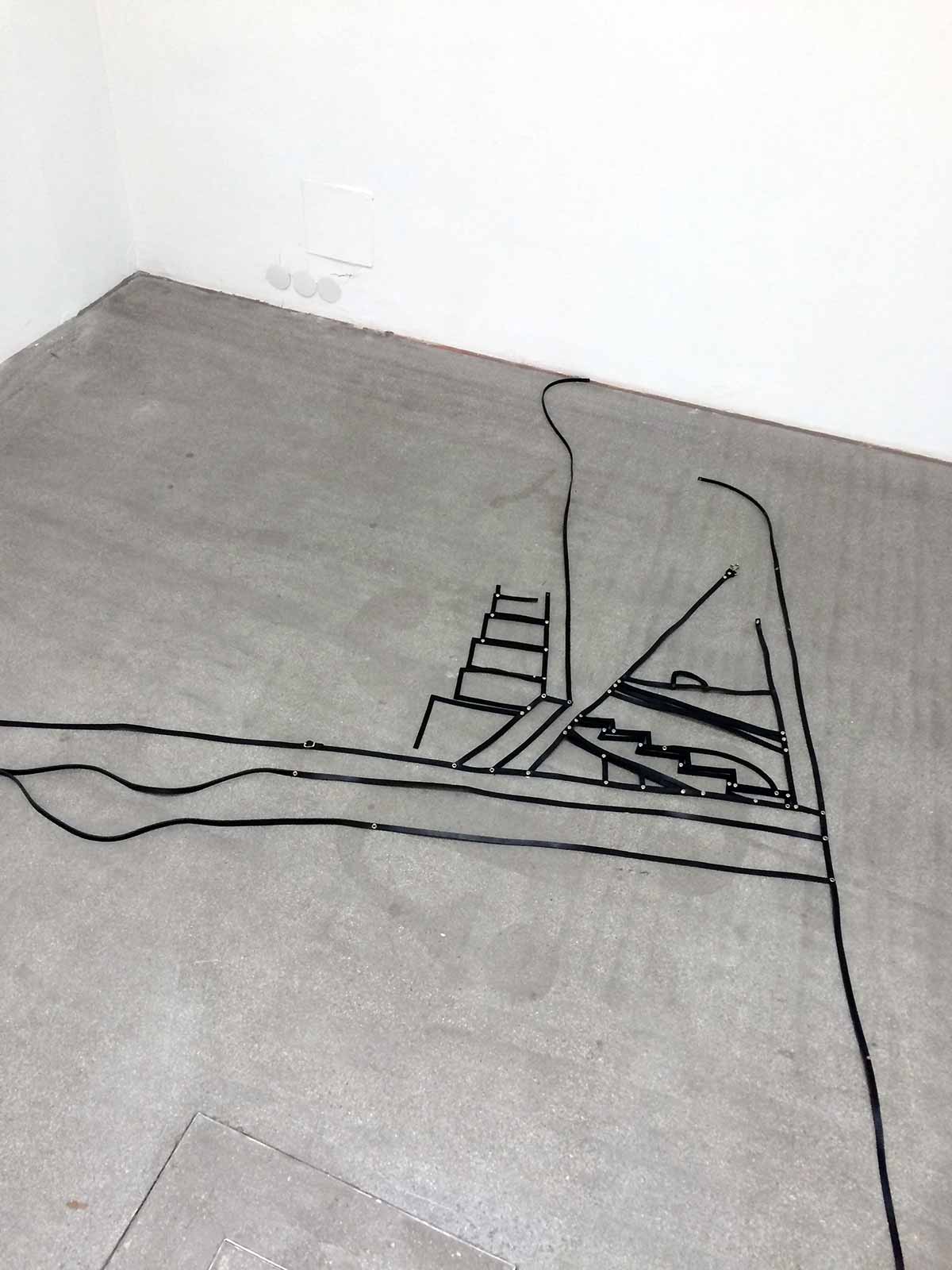 art installation, gallery, klaus pamminger, leather, floor, piece