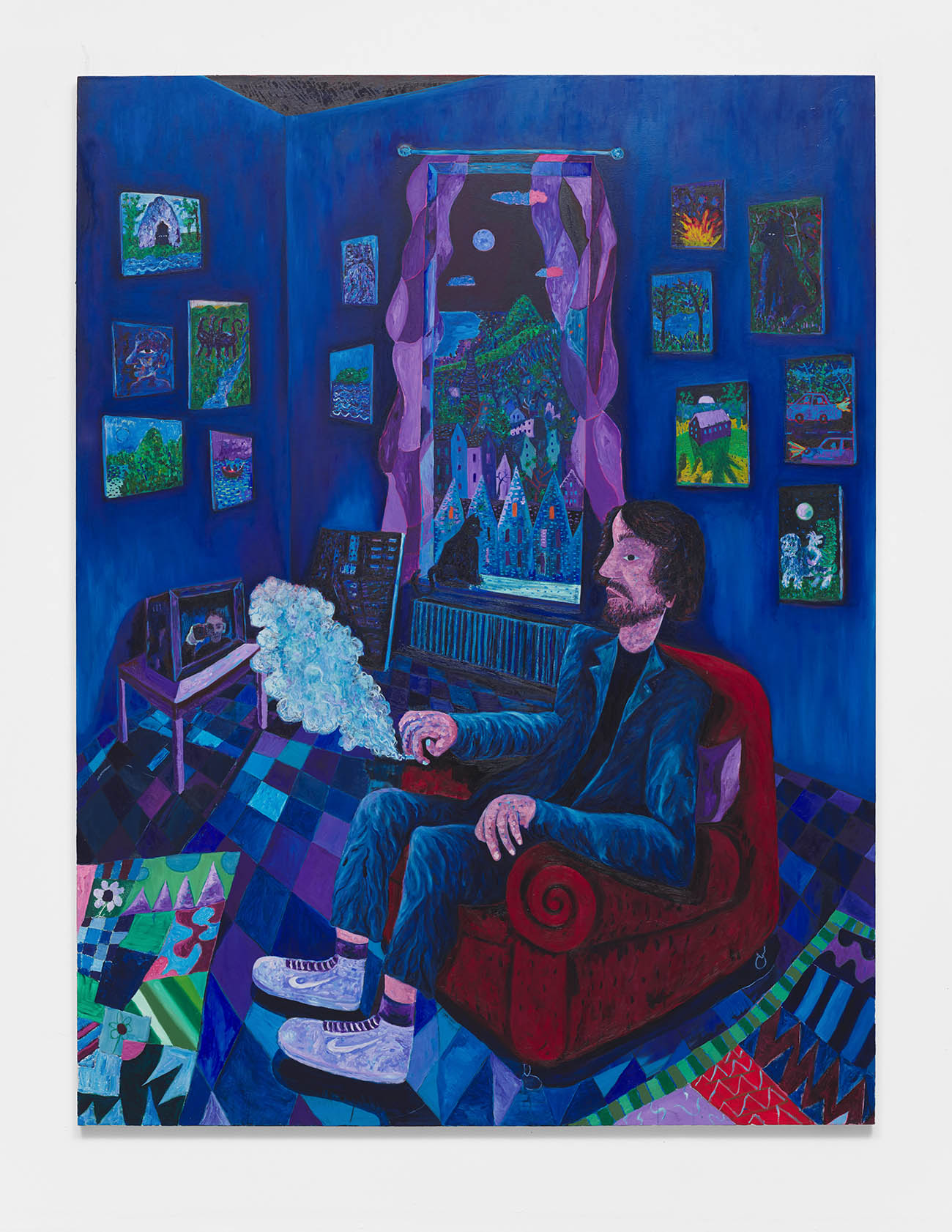 mark connolly, large scale paintings, blue, emerging, interview, story, studio