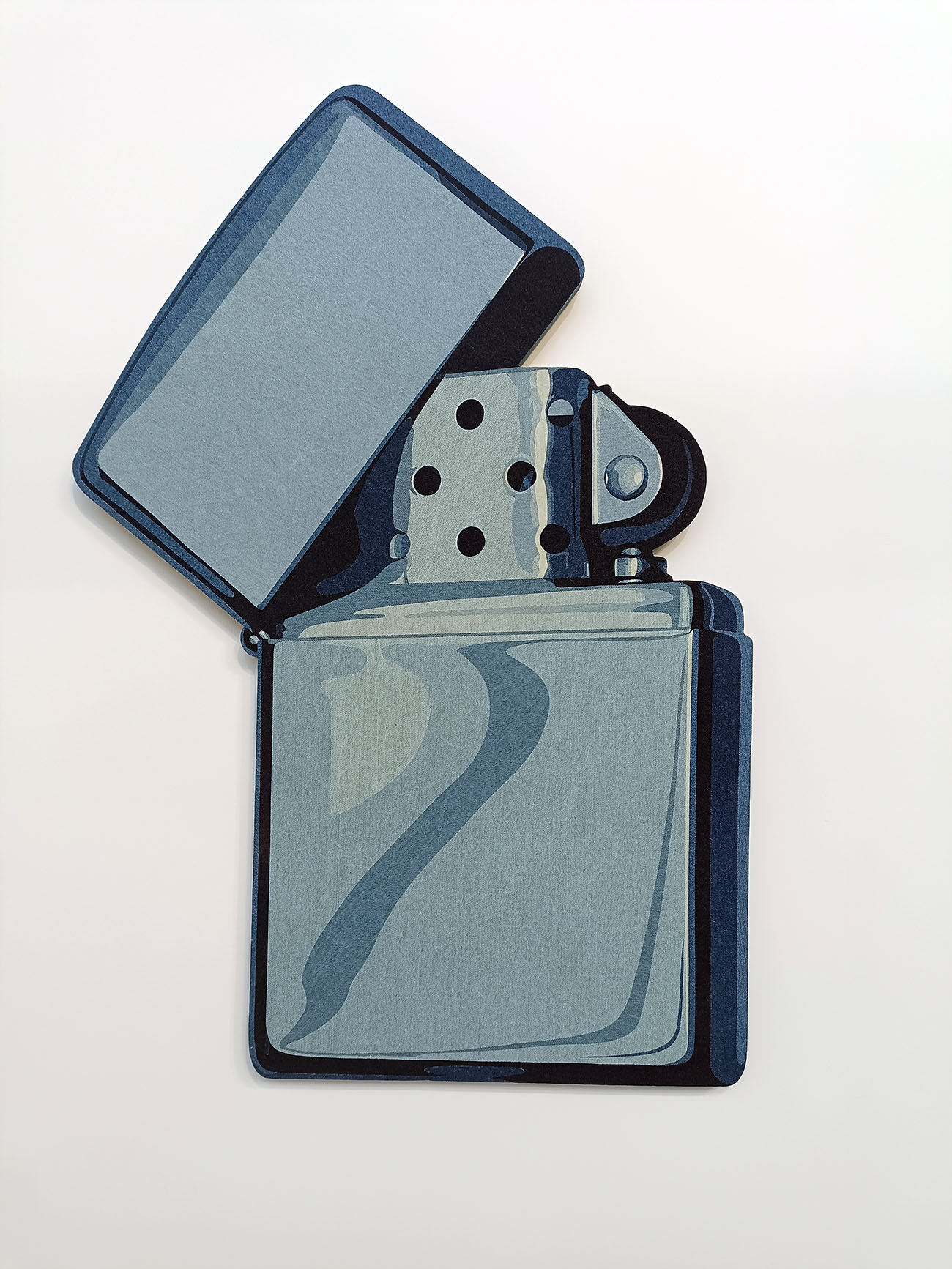stems, nick doyle, denim art, on canvas, lighter, material, blue jeans, zippo art, expo, established art fair, tour & taxis,