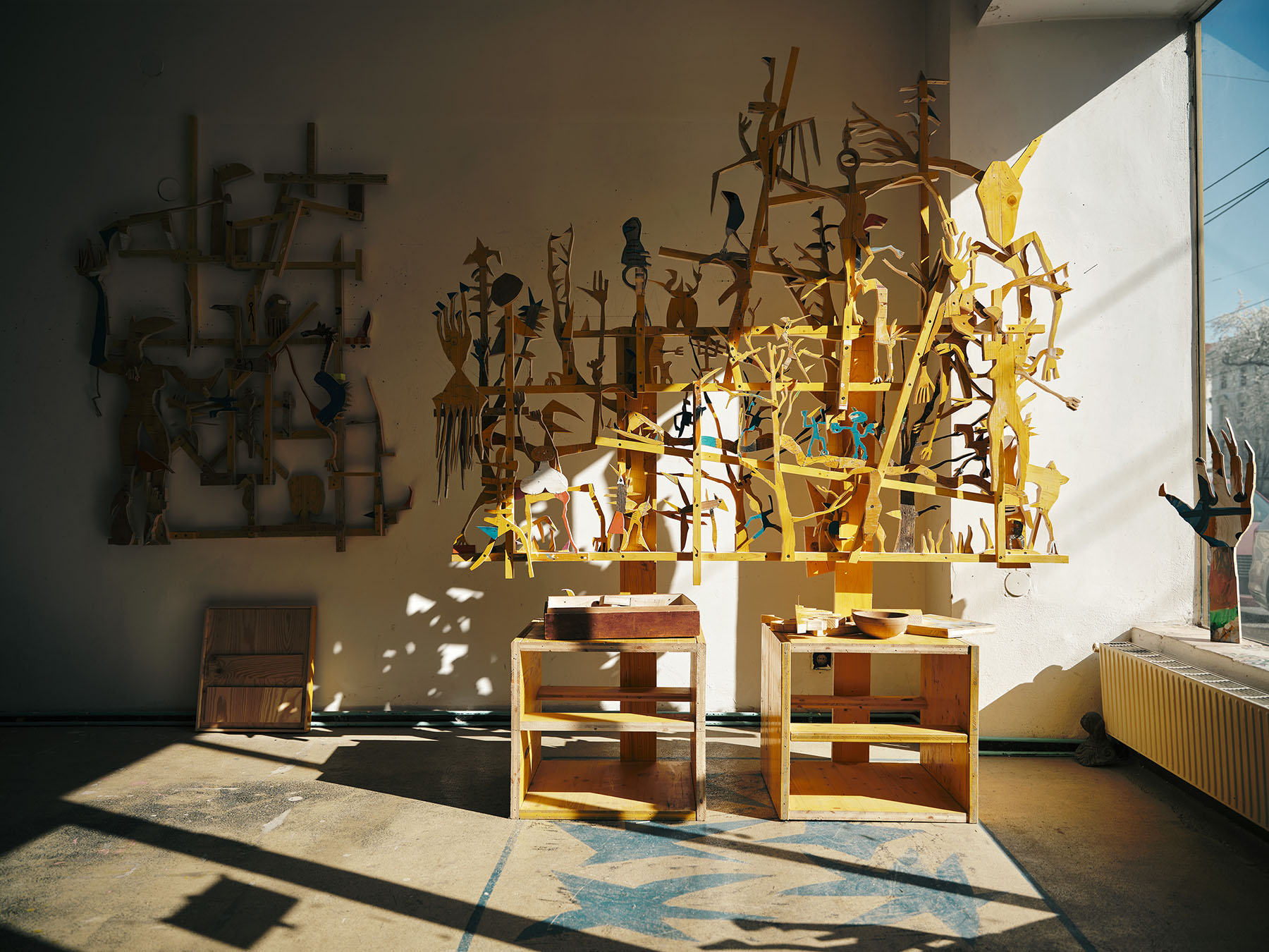 artist studio vienna, constructed mythology, wood sculpture, emerging now