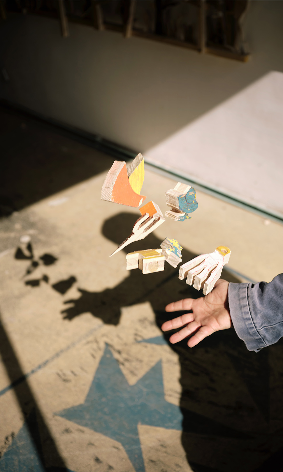 how to build a universe, playing around with art, studio visit
