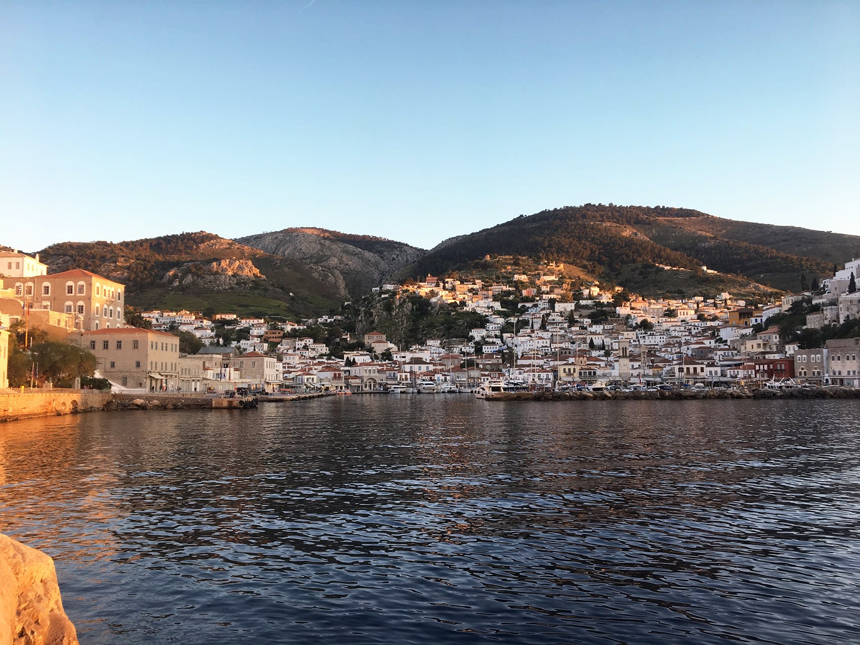 port of hydra island, easter, beautifull with ships,