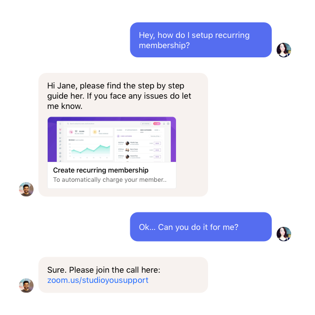 Bookee’s fast and easy chat support.