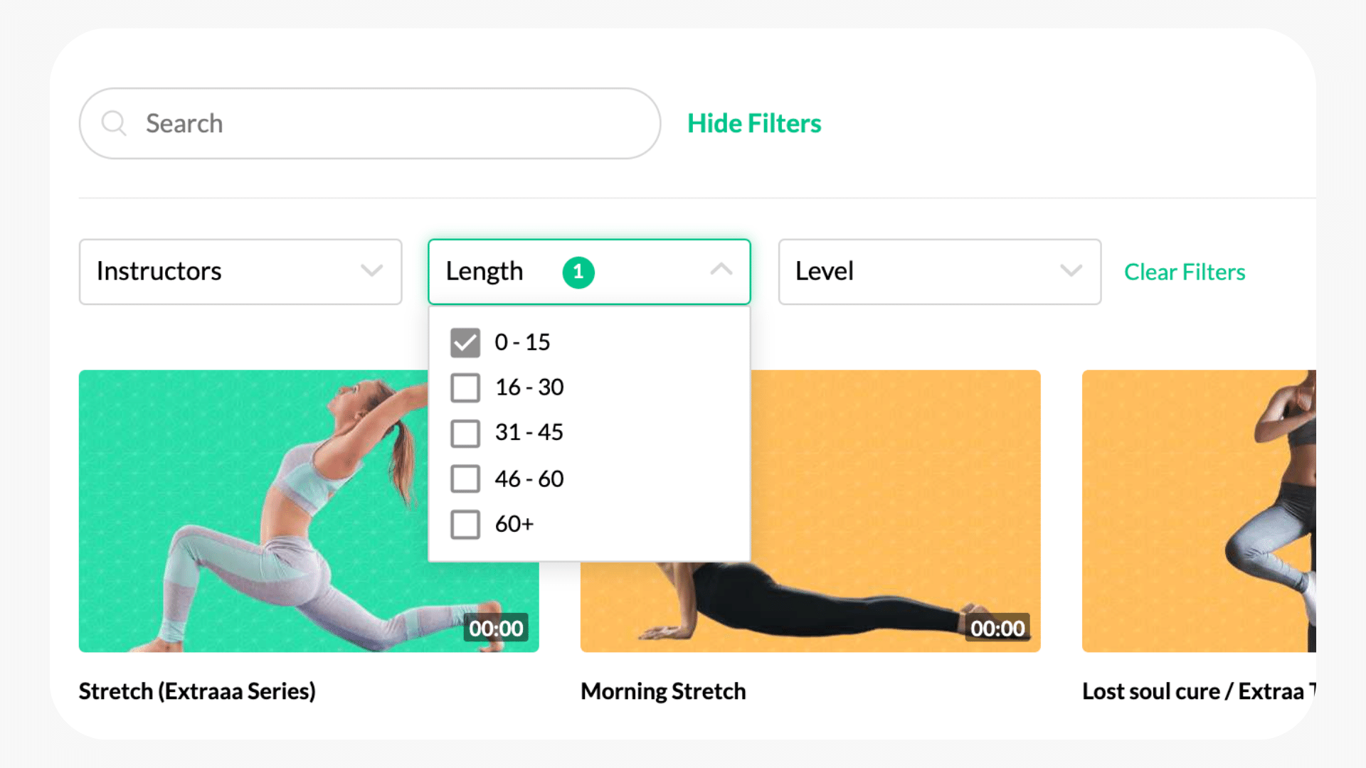 Video on demand filters in Bookee software