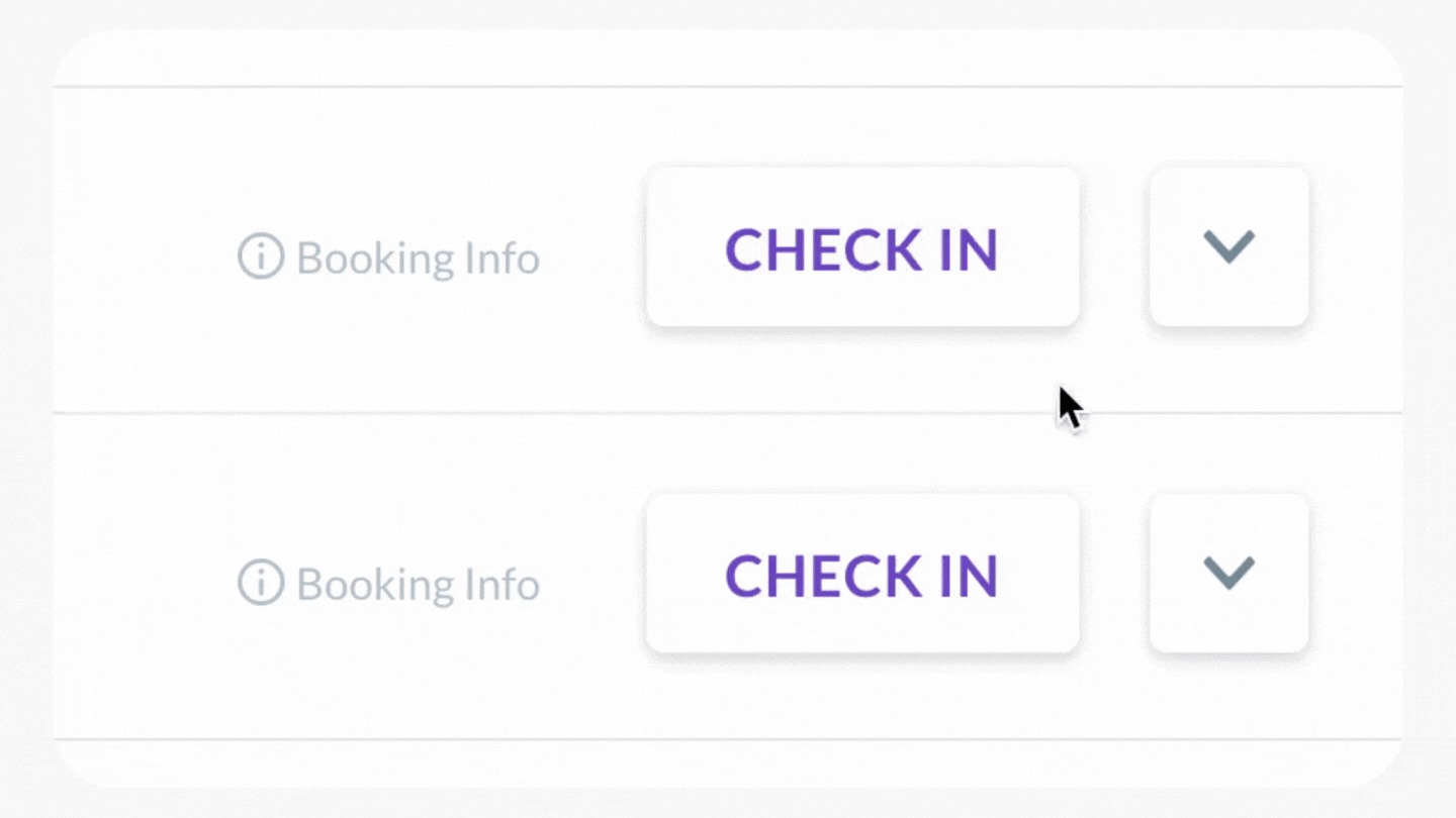 Brand new check in buttons in bookee software for marking fitness class attendance