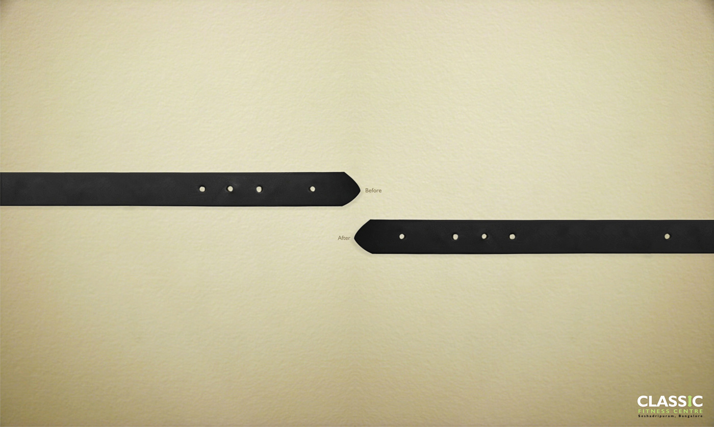 A belt with four notches on the left and five notches on the right.