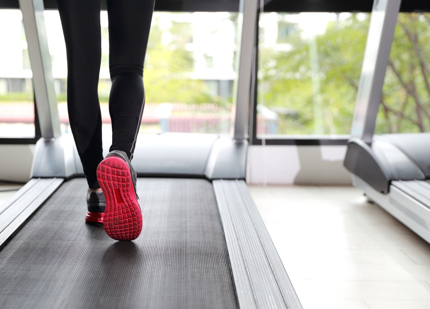 A person walking on a treadmill