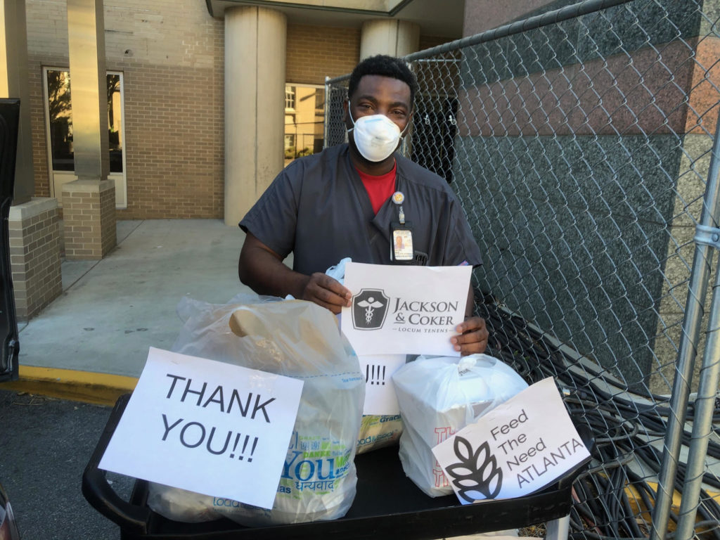 Healthcare working thank Jackson & Coker for employee giving