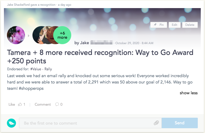 Cooleaf team recognition - ticket resolution