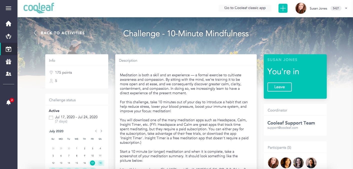 Cooleaf meditation challenge