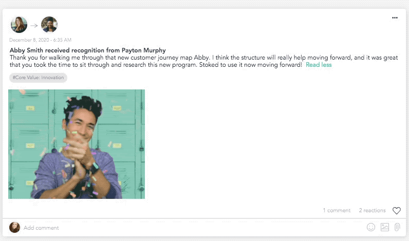 Add GIFs and images to make peer recognition more fun