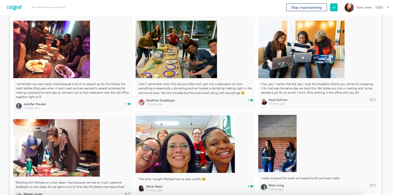 Share office memories and photos to encourage team bonding